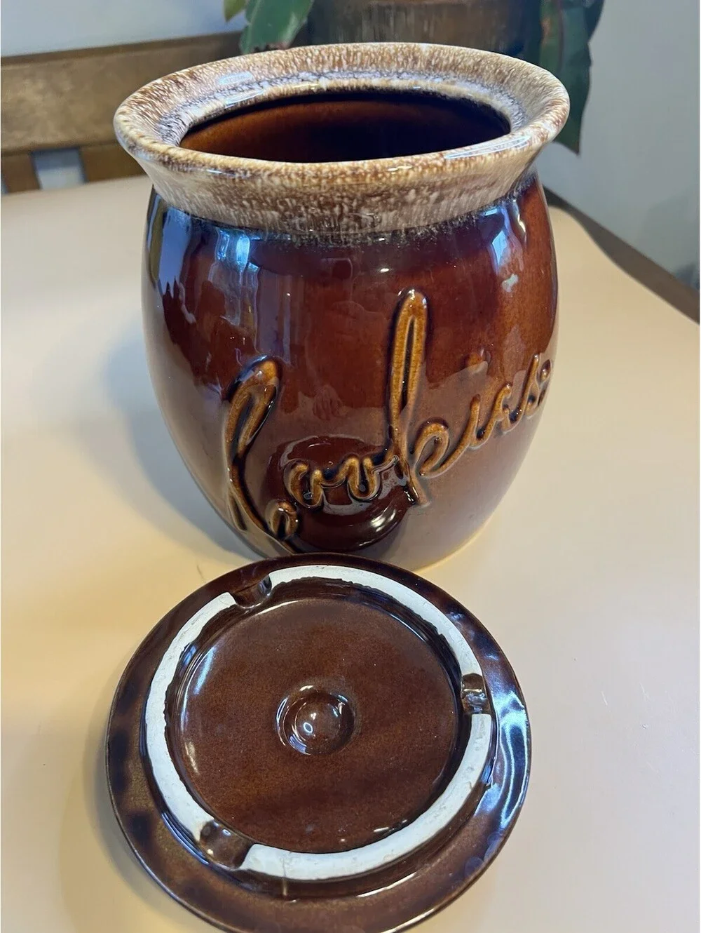 Hull Pottery Vintage Brown Drip Glaze Cookie Jar USA Canister / Lid MCM VG Cond